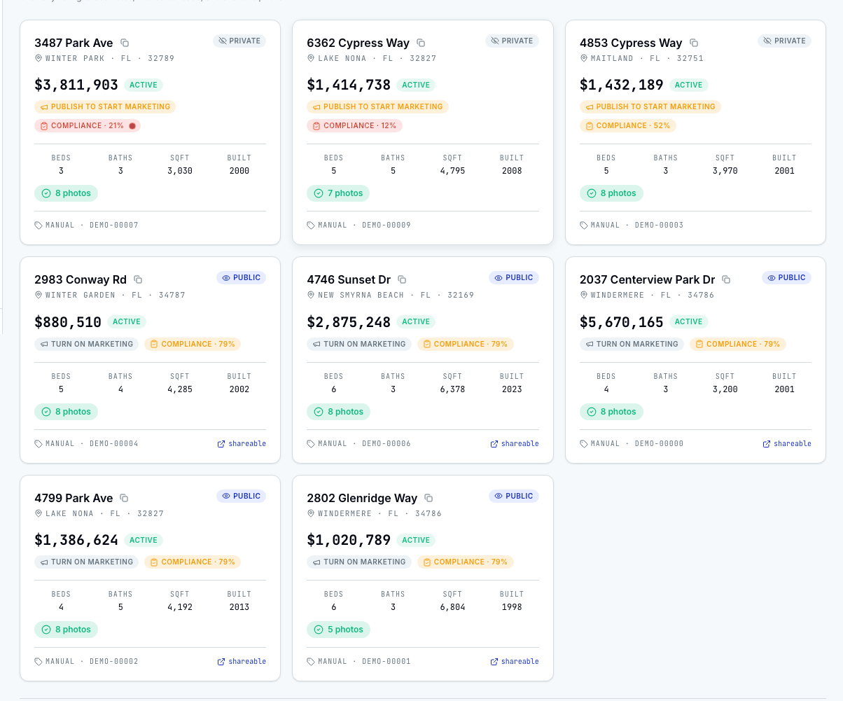 Listings marketing in the REHL dashboard
